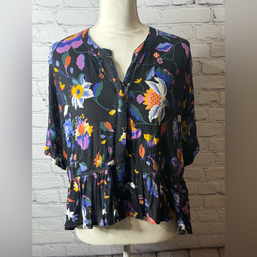 Anthropologie Josie Dolman sleeved floral top size xs - Picture 2 of 11